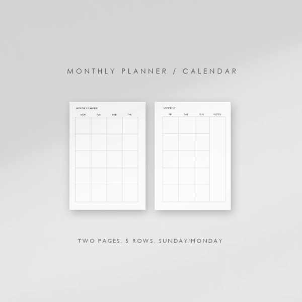 Minimalist Monthly Calendar Template