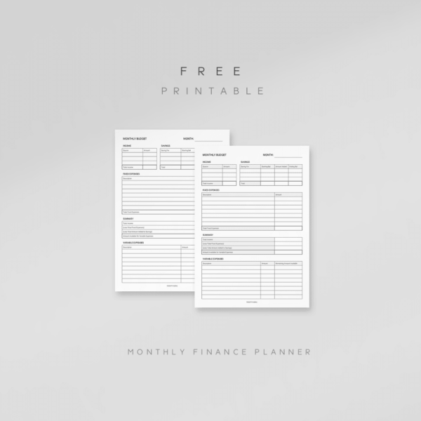 Printable Monthly Finance Planner
