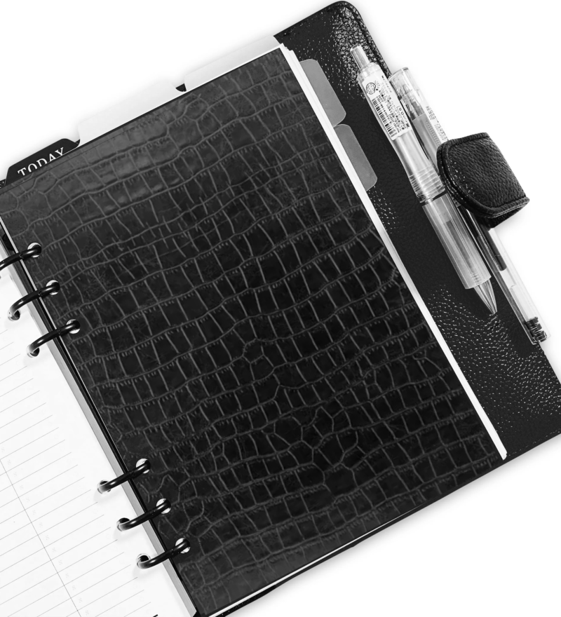 Black Croco Textured Planner Dashboard Cover 2