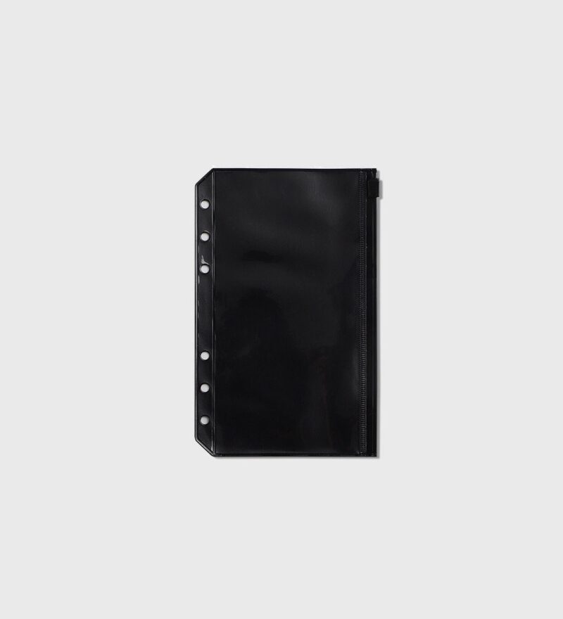 2 PCS A6 Black Binder Pockets with a Translucent PVC Cash on a white background.