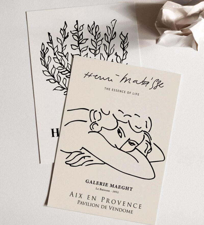 Minimalist Matisse Abstract Aesthetic Print Stationery featuring a drawing of a woman and a man.