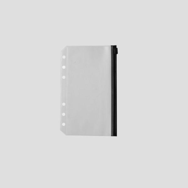 A white folder with 2 PCS A6 Black Binder Pockets.