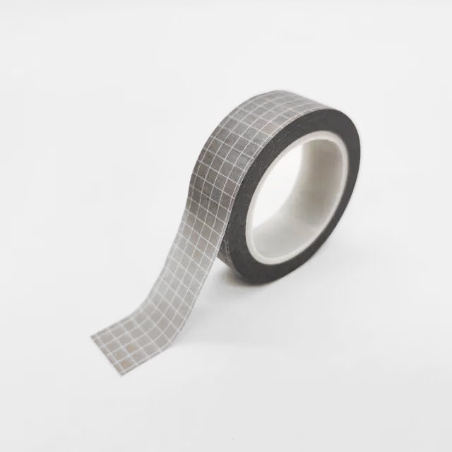 Minimal Grid Washi Tape in assorted colors, featured on a white surface.