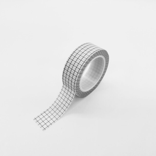 Minimal Grid Washi Tape on a white surface in assorted colors.