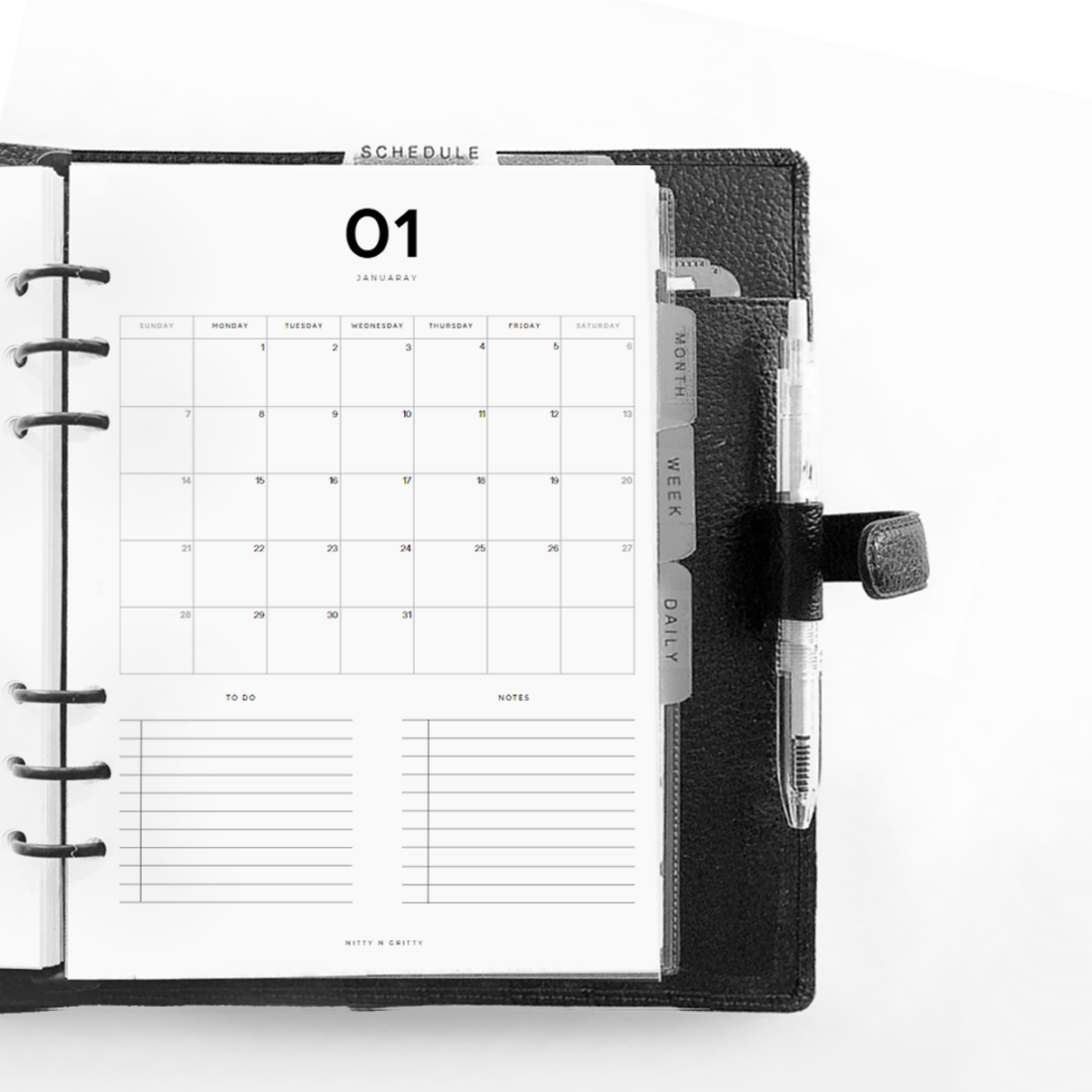 2024 Minimal Monthly Calendar Printable Nitty n Gritty