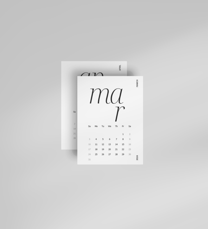 2024 Monthly Planner Cards Printable