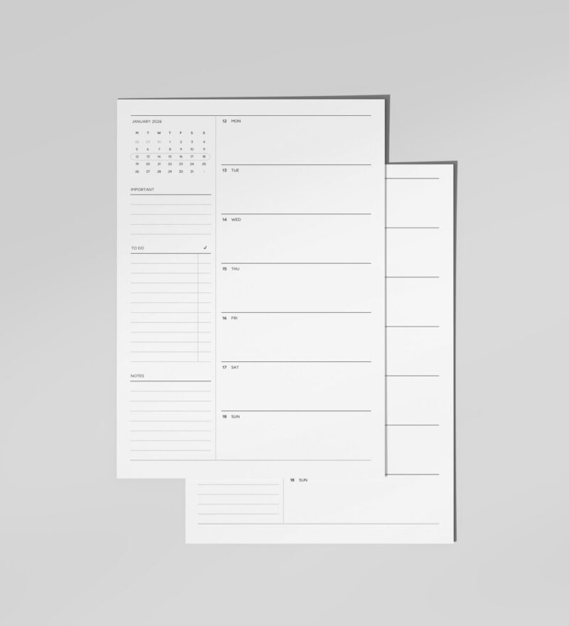 2026 Horizontal Weekly Blank