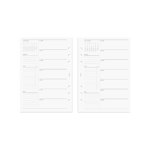 2026 Horizontal Weekly Blank A5