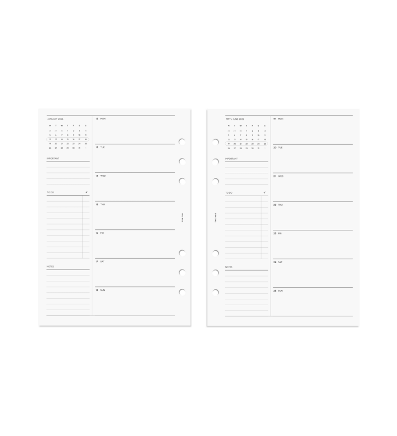 2026 Horizontal Weekly Blank A5