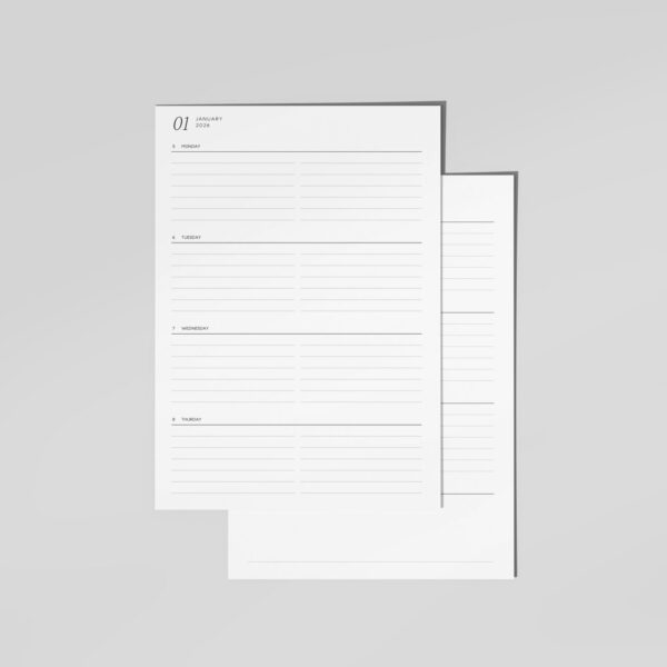 2026 Horizontal Weekly Planner